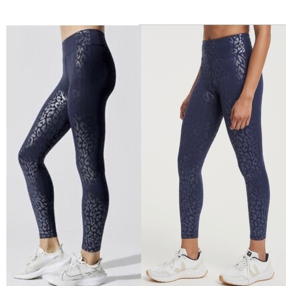 Herione Sport Metallic CheetahPrint Crop 7/8th Athletic Yoga Legging Pant XSmall - Picture 3 of 13